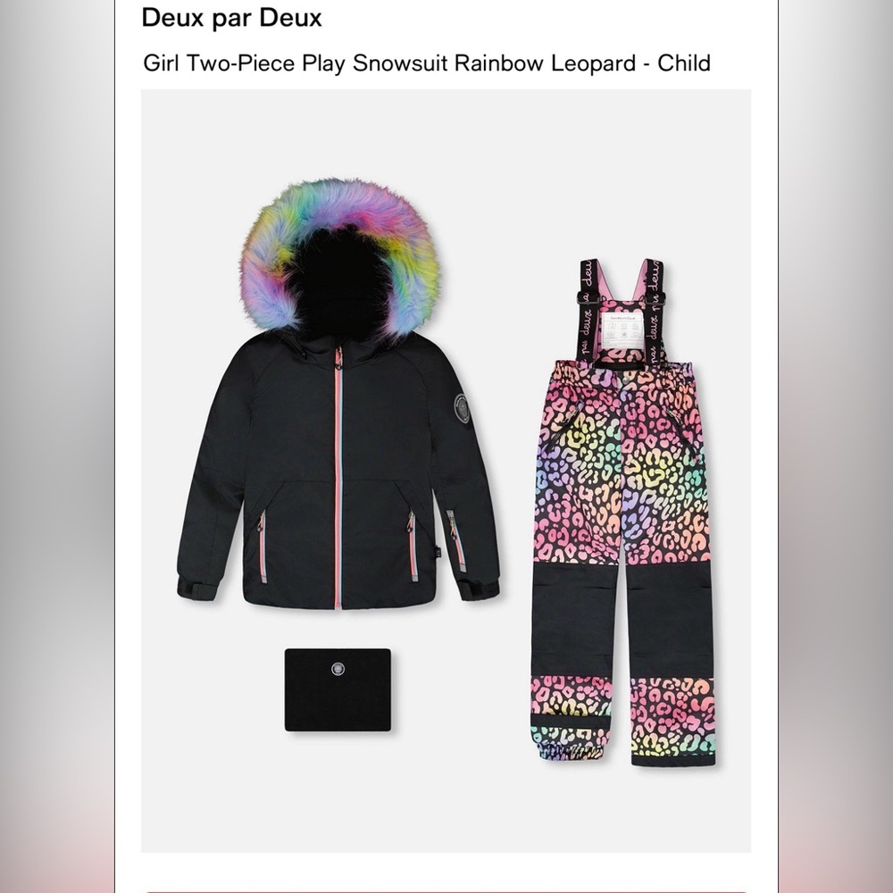 Deux par Deux Black and Rainbow Snowsuit for Kids